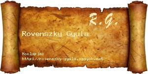 Rovenszky Gyula névjegykártya